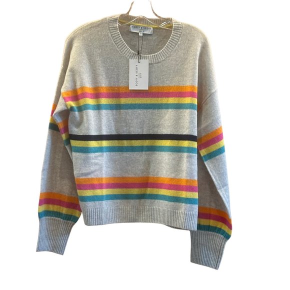 NWT Scott & Scott London Pippa Stripe Wool & Cashmere-Blend Sweater, Size Small - Picture 3 of 5